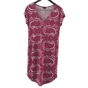 Lucky Brand SunDress Boho Pink Floral Short Sleeve 100% Viscose Tunic sz xs